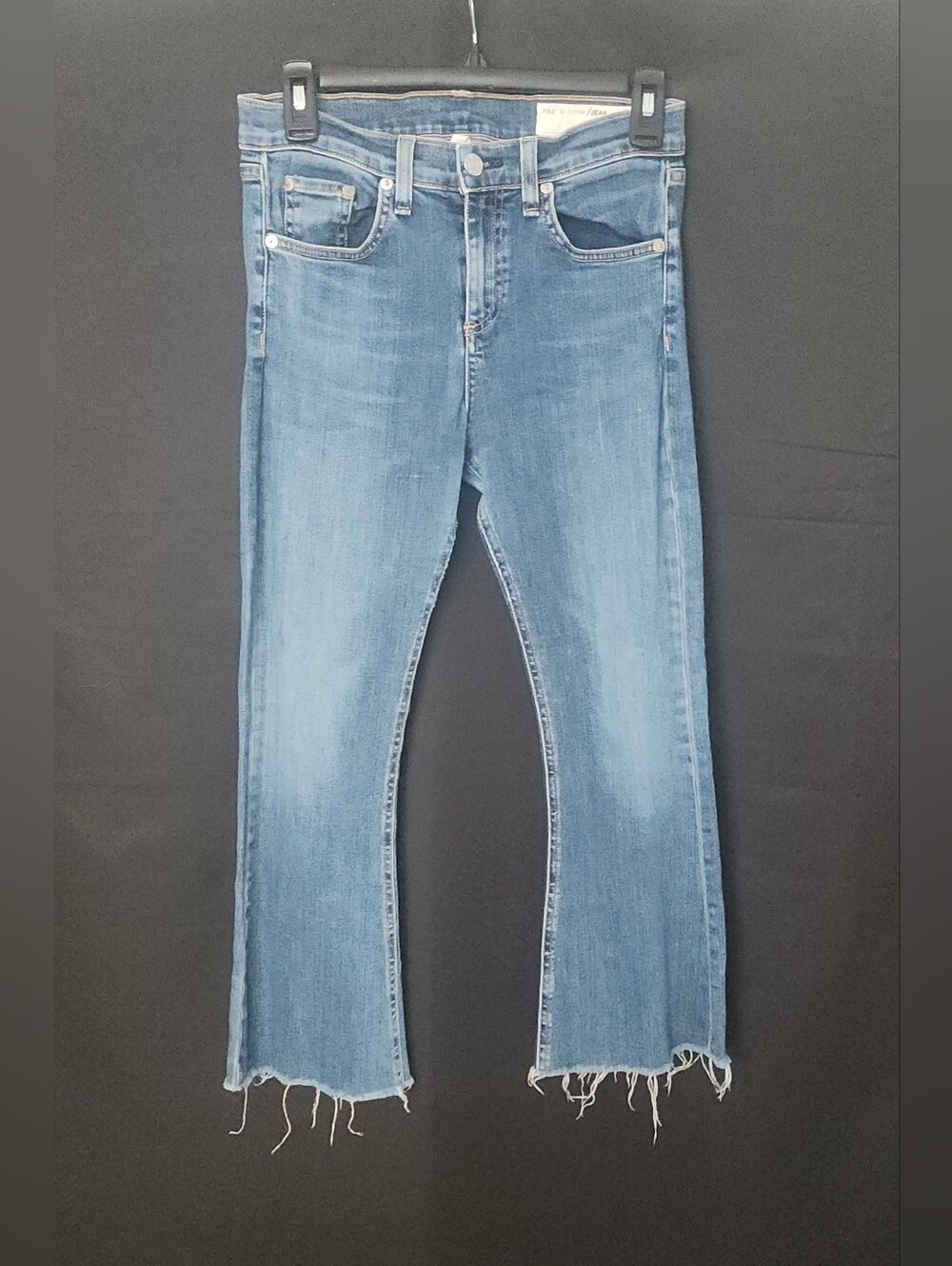 Rag & Bone Flexi Raw Hem Ankle Flare Jeans in Paz Blue - Picture 14 of 16
